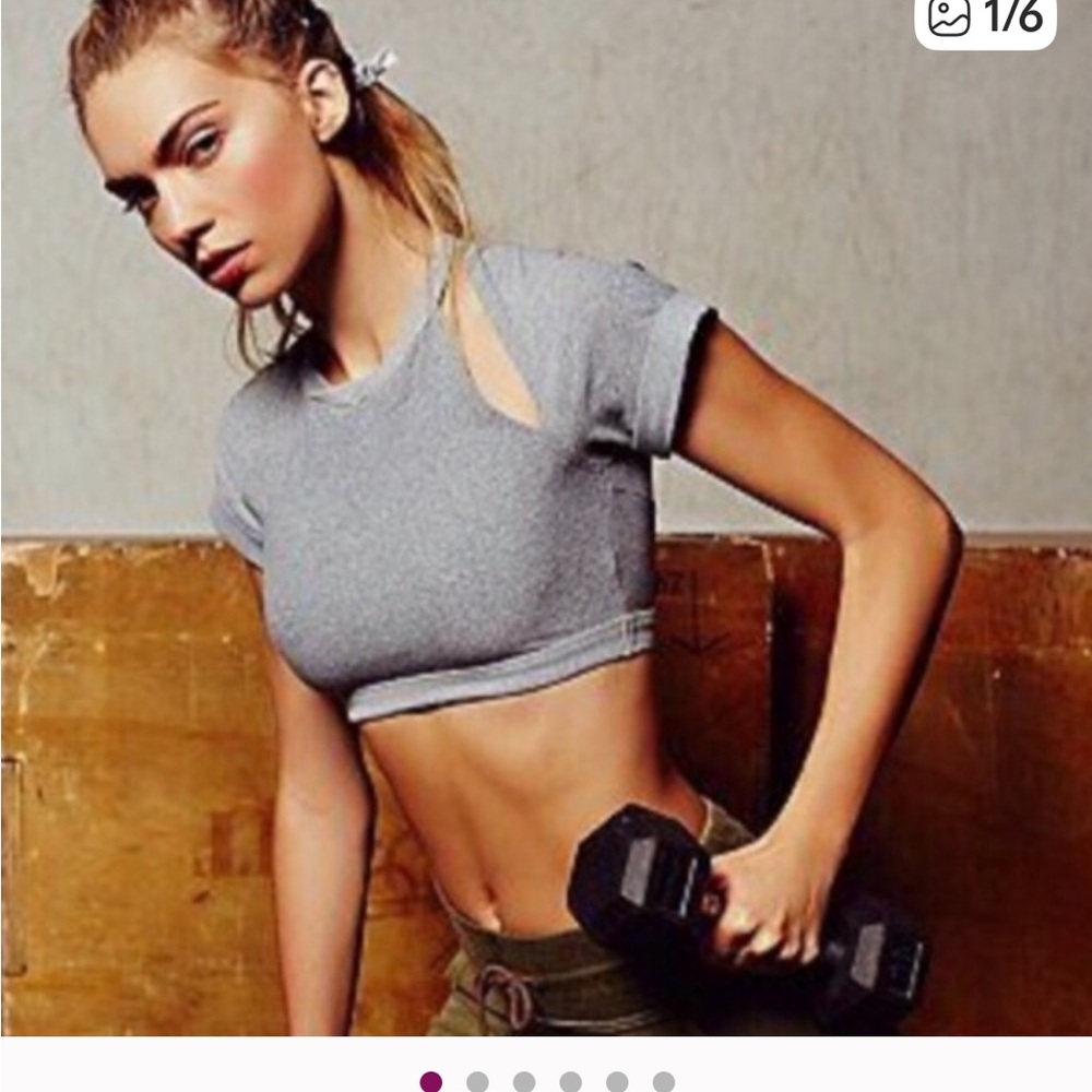 Gray Cutout Gym Crop Top